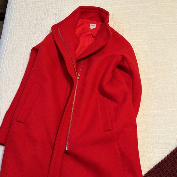 J. Crew red winter coat - pea coat - Picture 3 of 5